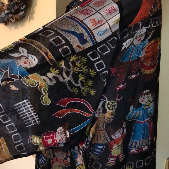 CHICOS size 2  Medium SILK Fun Asian Print Eastern Vibe Graphic Print $109 NEW - Picture 12 of 16